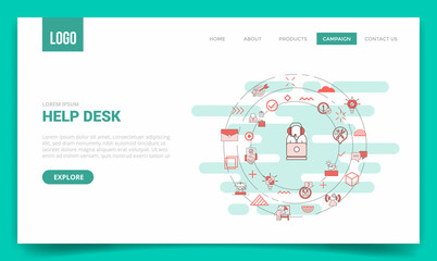 Fototapeta na wymiar help desk concept with circle icon for website template or landing page homepage