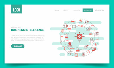 business intelligence concept with circle icon for website template or landing page homepage