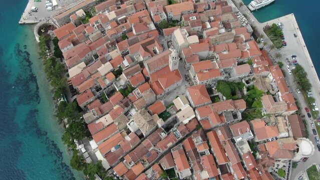 Aerial view of Korcula, Croatia