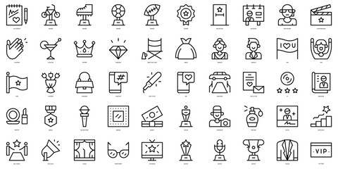 Set of thin line fame Icons. Vector illustration