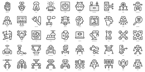 Set of thin line robotics Icons. Vector illustration