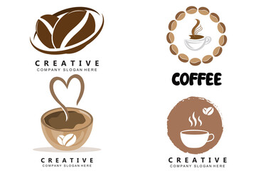 coffee bean plant logo vector for coffee drink design illustration