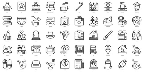 Set of thin line grandfathers Icons. Vector illustration