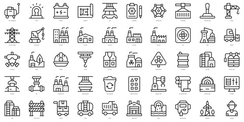 Set of thin line factory Icons. Vector illustration