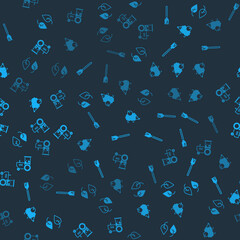 Set Leaf, Handle broom, Hedgehog and Tractor on seamless pattern. Vector © vector_v