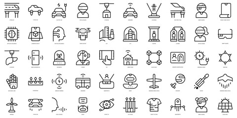 Set of thin line technology of the future Icons. Vector illustration