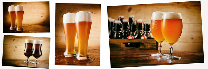 Collage of beer with foam - Powered by Adobe