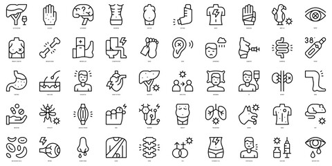 Set of thin line diseases Icons. Vector illustration