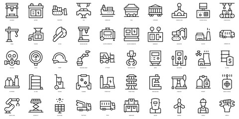 Set of thin line industry Icons. Vector illustration