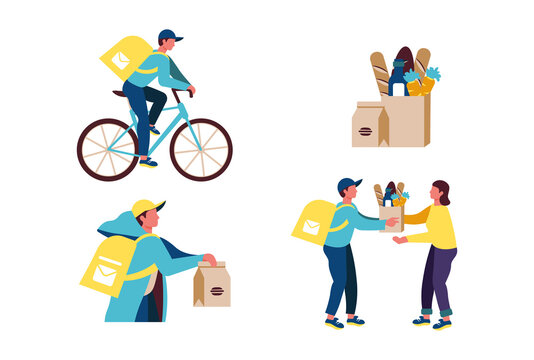 Home delivery by courier, bike delivery, groceries and food delivery