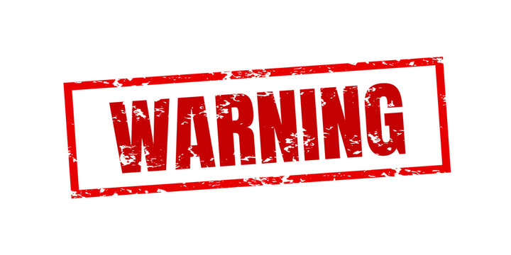 Stamp with word warning inside, vector illustration