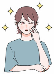ウインクをする女性のイラスト