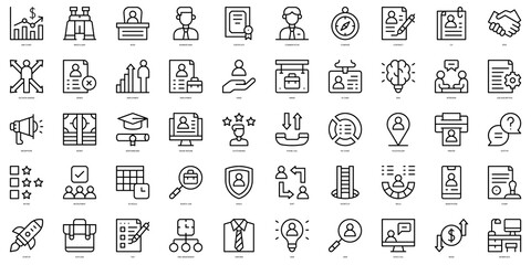 Obraz na płótnie Canvas Set of thin line employment Icons. Vector illustration