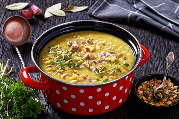 Finnish split pea soup Hernekeitto with pork meat