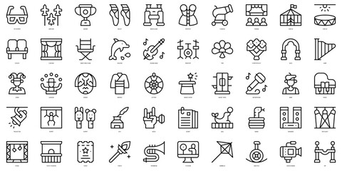 Set of thin line shows Icons. Vector illustration