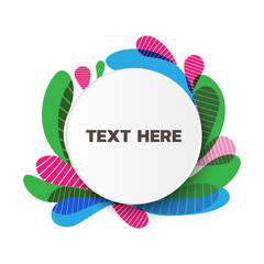 abstract background with circle frame and colorful leaves