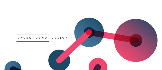 Abstract background. Round dots connected by lines. Trendy techno business template for wallpaper, banner, background or landing