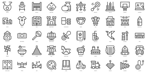 Set of thin line kindergarten Icons. Vector illustration
