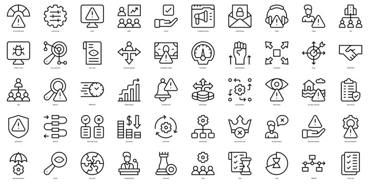 Set of thin line crisis management Icons. Vector illustration