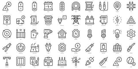 Set of thin line electricity Icons. Vector illustration