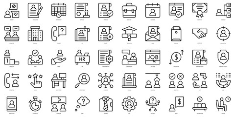 Set of thin line job interview Icons. Vector illustration