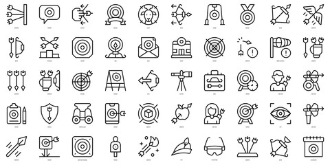 Set of thin line archery Icons. Vector illustration