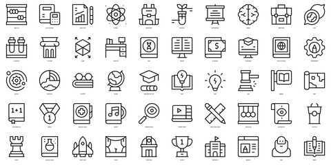 Obraz na płótnie Canvas Set of thin line knowledge Icons. Vector illustration