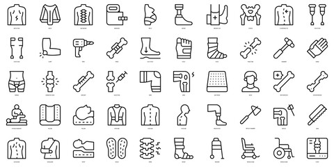 Set of thin line orthopedics Icons. Vector illustration