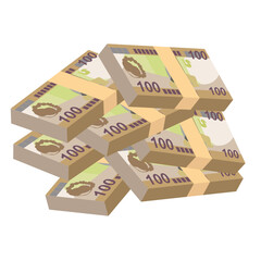 Solomon Islands Dollar Vector Illustration. Solomon money set bundle banknotes. Paper money 100 SBD. Flat style. Isolated on white background. Simple minimal design.