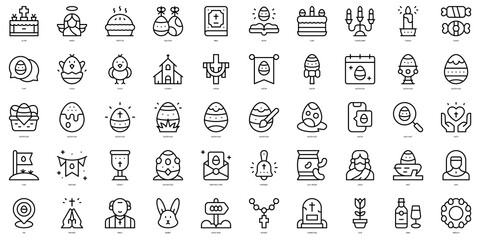 Set of thin line easter Icons. Vector illustration