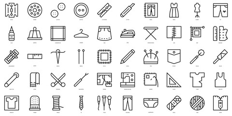 Set of thin line sewing Icons. Vector illustration