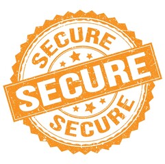 SECURE text on orange round stamp sign