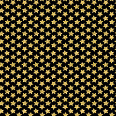 Golden star on dark background sparkling shiny seamless pattern