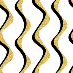 Golden seamless pattern with landscape mountain top wave white gold color background