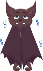 scared bat cartoon on white background
