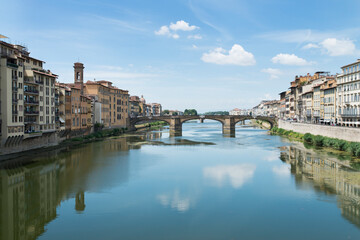 Fototapeta na wymiar St. Trinity Bridge over Arno River Florence Italy