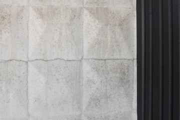 Dirty rough surface texture of sand screed cement and iron, old gray concrete wall for background with uneven stains and tiny holes.