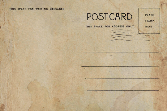Vintage postcards are old and dirty for writing a message
