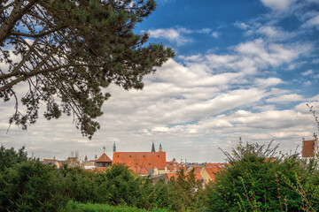 Naklejka na ściany i meble beautiful blue sky with clouds, summer view of Ingolstadt, Bavaria