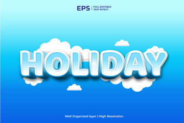 3d holiday editable text effect in blue gradient style vector illustration
