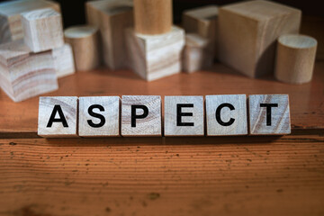 Aspect  Word Written In Wooden Cube