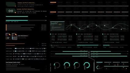 Futuristic hi-tech user interface head up display elements with digital data information display for background computer desktop screen - Powered by Adobe