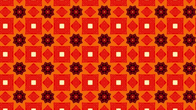 Colorful Tile Pattern Slide In Red, White, And Red B Shades. Panning. Loop video of Decorative tile pattern design. Vector illustration