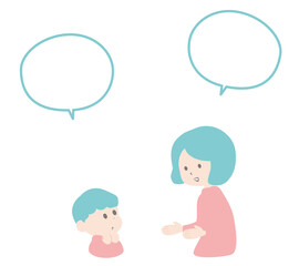 会話をする女性と子どものイラスト