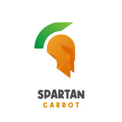 Natural carrot spartan helmet illustration logo