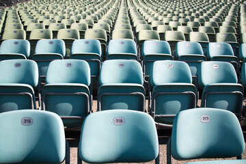 Empty Plastic Chairs at the Stadium