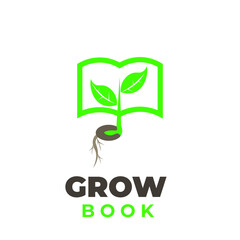 Book illustration logo with growing seeds