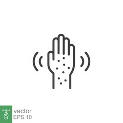 Fototapeta premium Monkeypox virus symptoms icon. Hand skin rashes. Simple outline style symbol. Thin line vector illustration isolated on white background. EPS 10.
