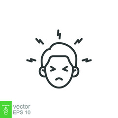 Monkeypox virus symptoms icon. Headache. Simple outline style symbol. Thin line vector illustration isolated on white background. EPS 10.
