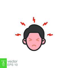 Monkeypox virus symptoms icon. Headache. Simple filled outline style symbol. Flat vector illustration isolated on white background. EPS 10.